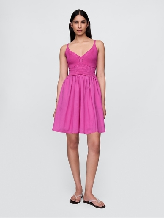 GAP Dresses & Skirts - Gap Crochet Mixed Media Mini Dress Pink NWT